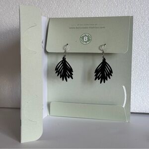 Black Batucada Leaf Earrings